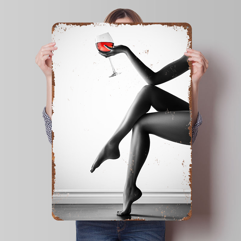 Women Accessories Poster - ملصق معدني أنيق لامرأة تحمل كأس
