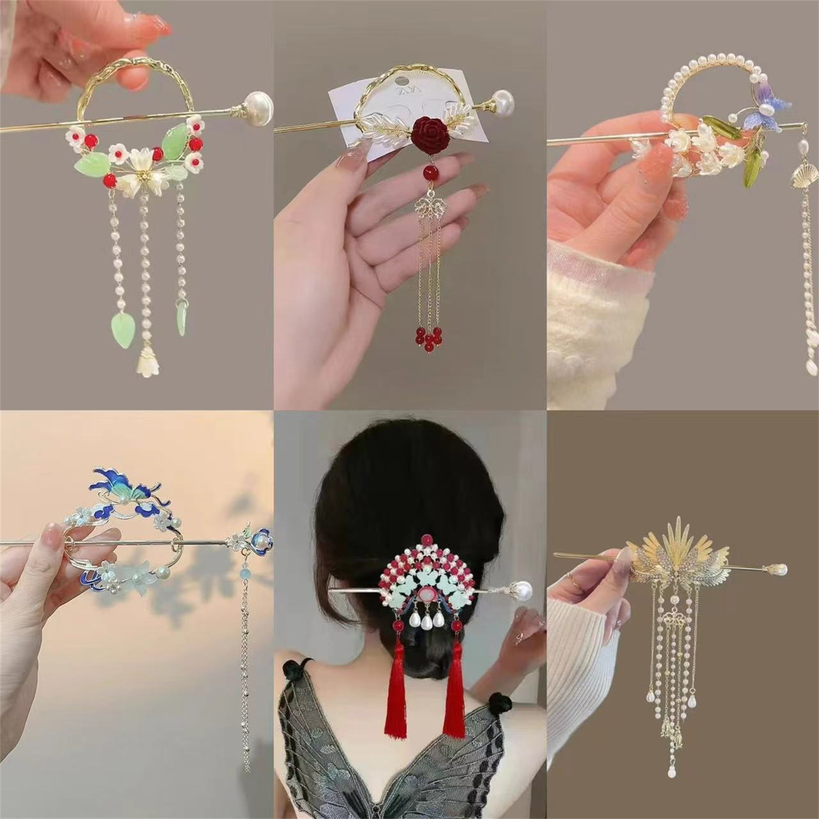 Women Accessories Shop - دبوس شعر بتصميم عرقي للنساء، دبوس
