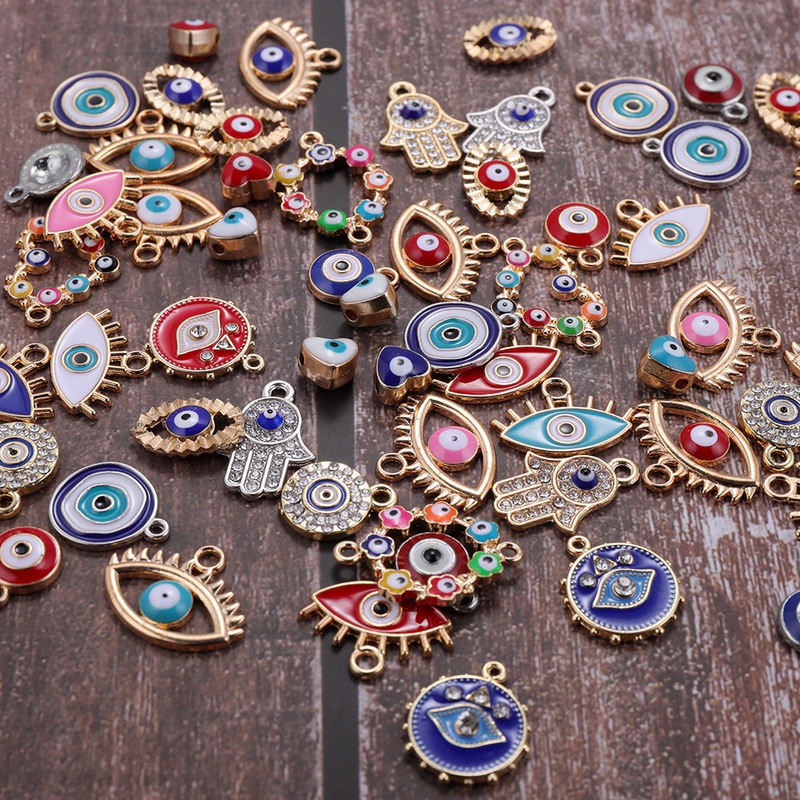 Evil Eye Bracelet - 30 قطعة مزيج سبائك الملونة المينا